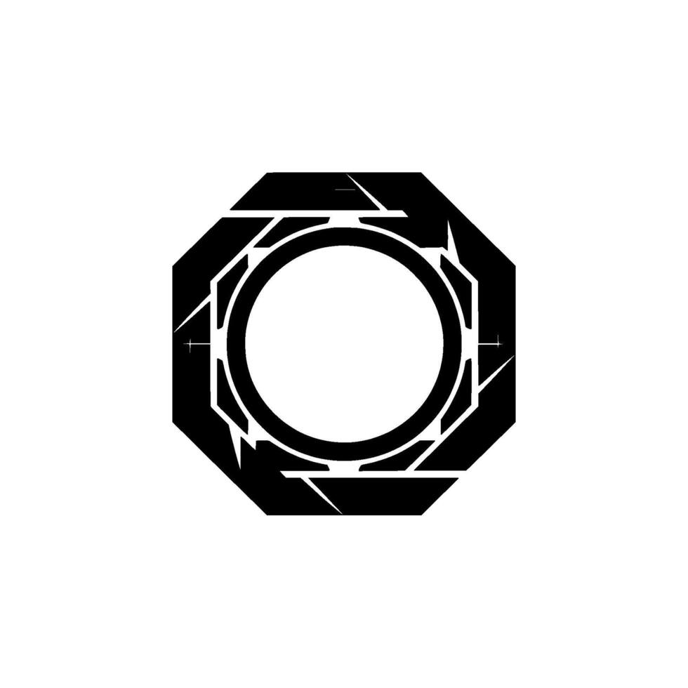 Geometric Octagon With Circle Black And White, Modern vector