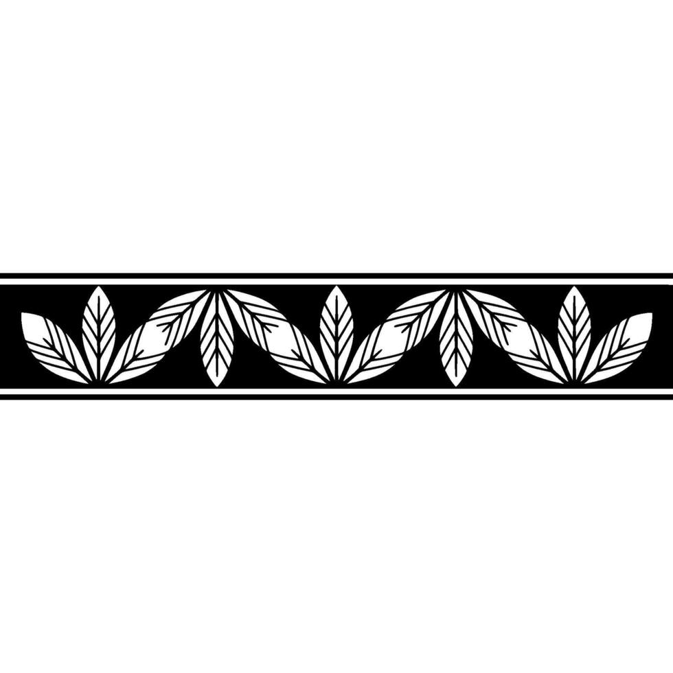 Elegant Black And White Leaf Border, Minimalist vector