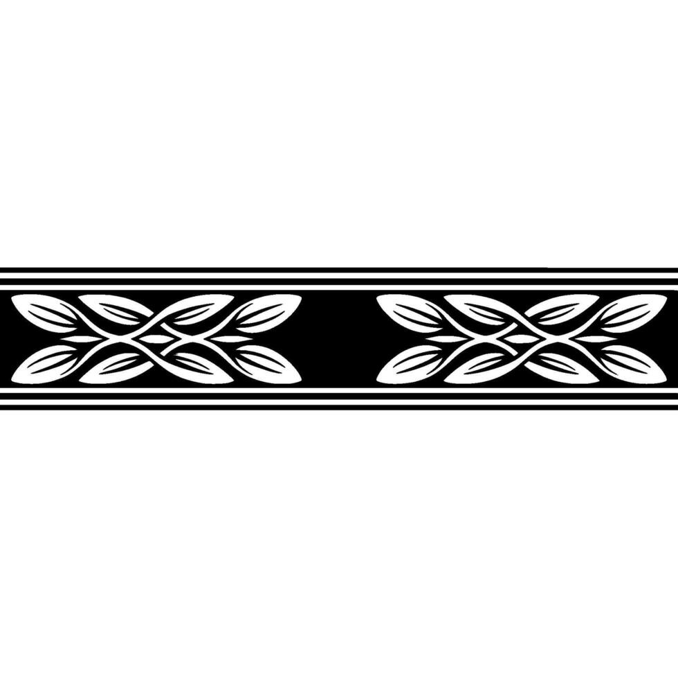 Ornate Black And White Leaf Border Decorative, Elegant Style vector