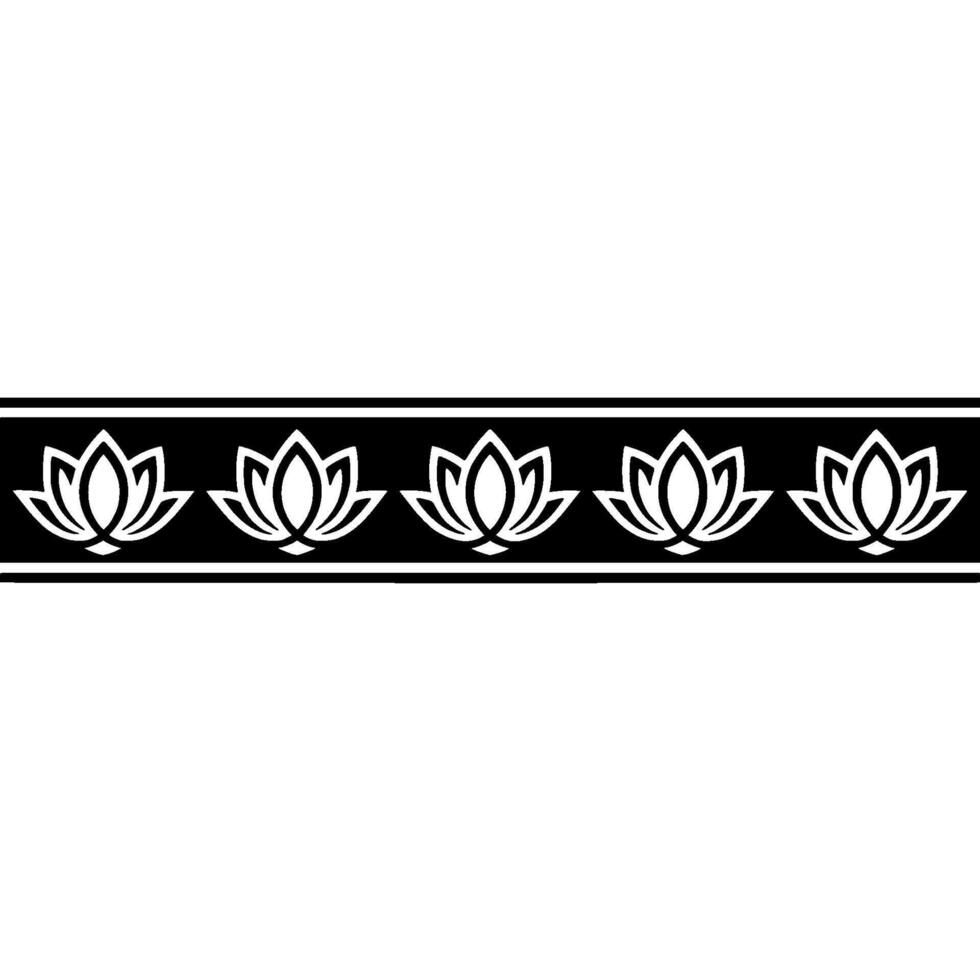 Elegant Lotus Border Modern, Monochrome, Decorative Element vector