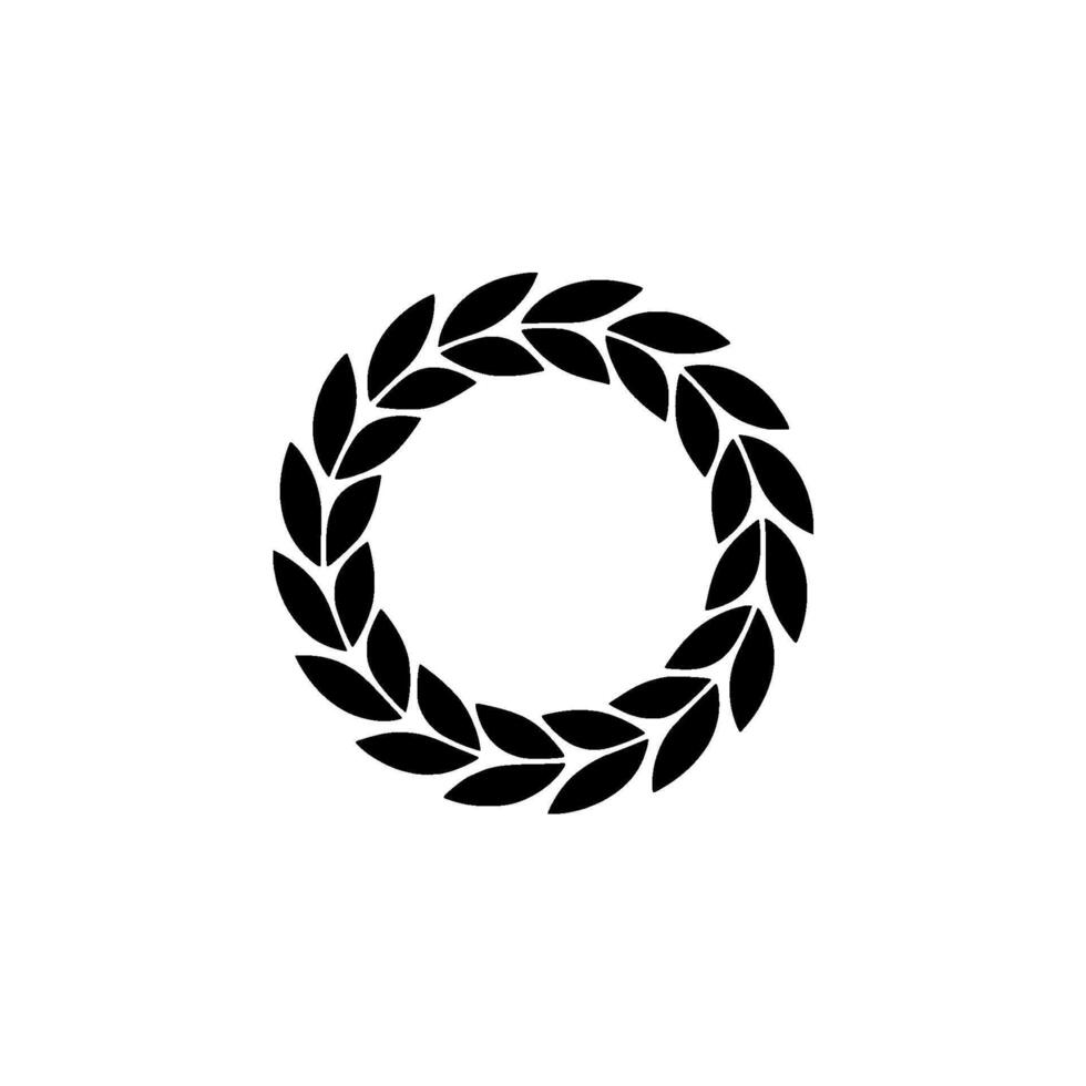 Black Laurel Wreath On White Minimalist Symbol Of Victory vector