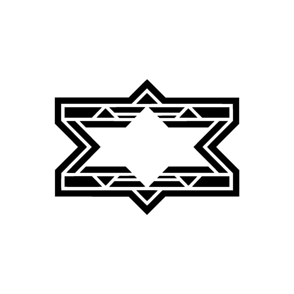 Geometric Star Of David Symbol In Black And White vector