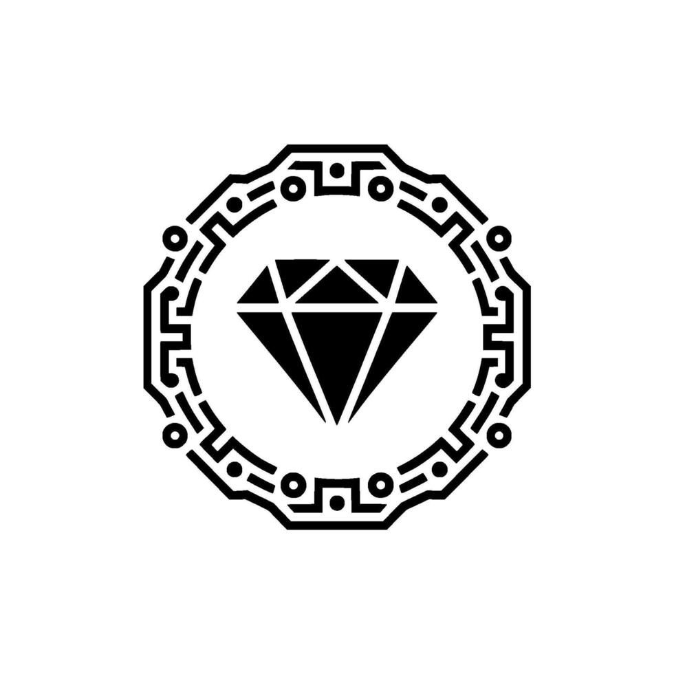 Diamond Elegant Geometric Ornament, Black White, Luxury vector
