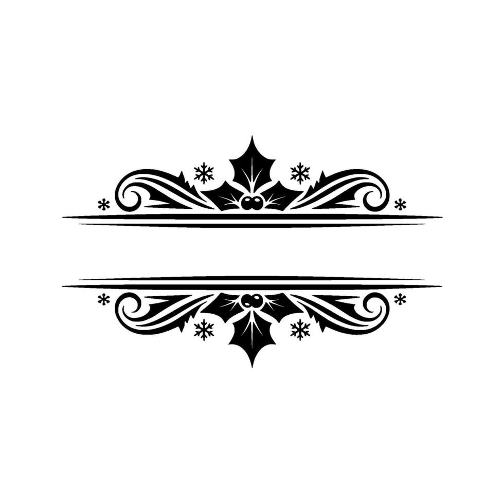 Elegant Christmas Holly Snowflake With Text Space vector