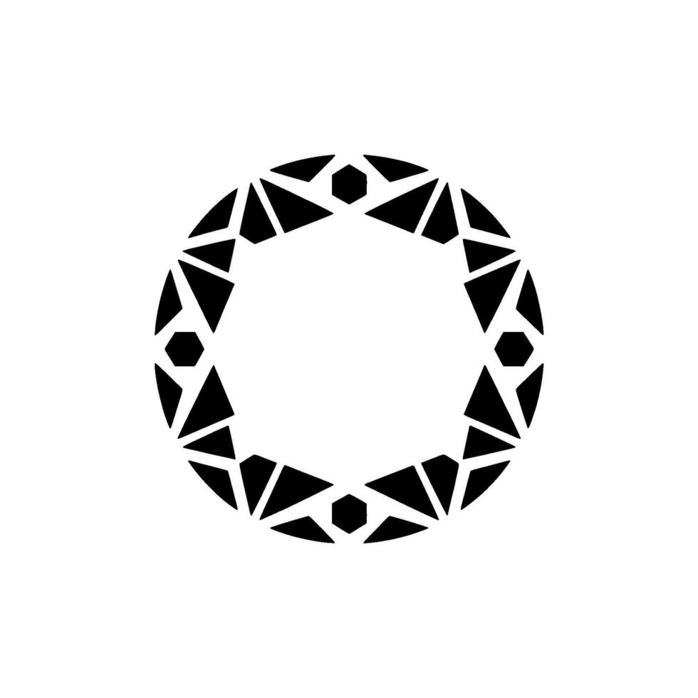 Geometric Abstract Circle Frame Black Triangles Hexagons On White vector