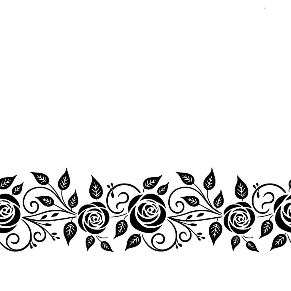 Elegant Black Rose Border With Frame Floral Invitation vector
