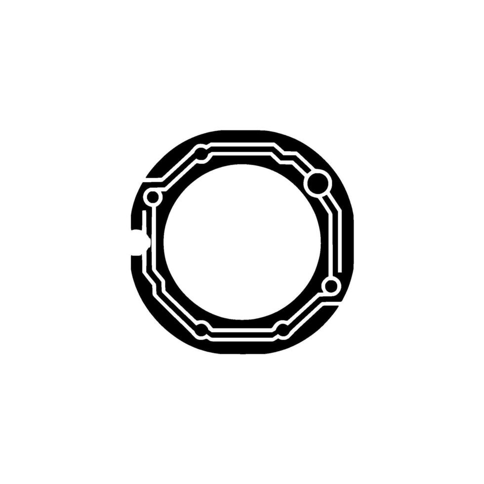 Tech Circuitry Ring Minimalist Black White vector