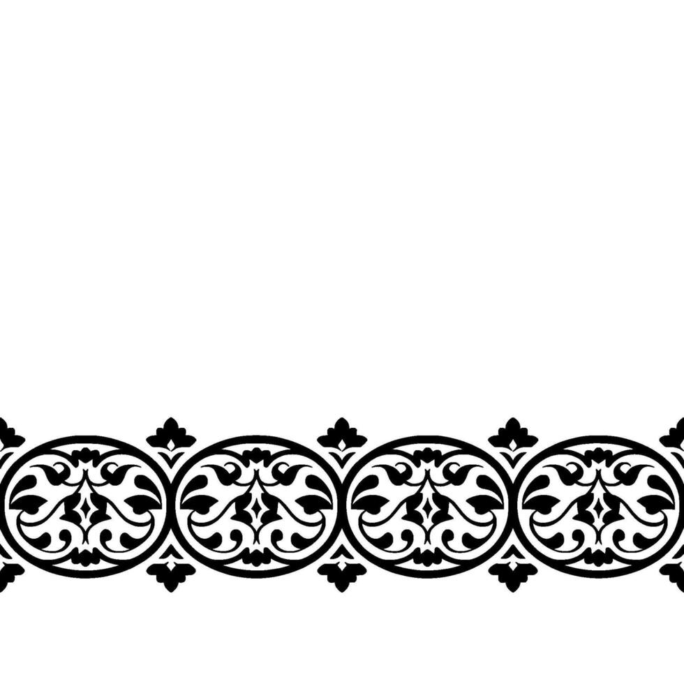 Elegant Black White Ornamental Border Seamless Pattern vector