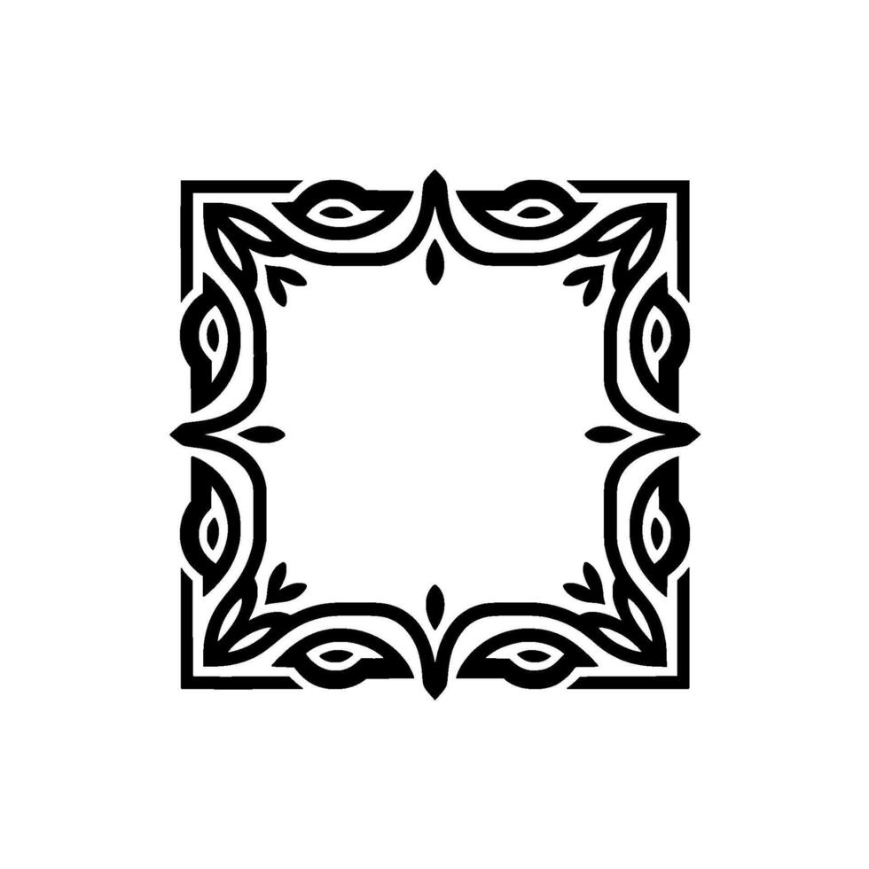Minimalist Ornamental Frame, Geometric Floral On White vector