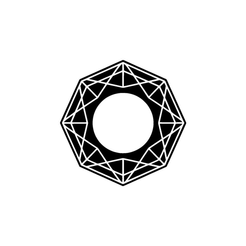 Geometric Abstract Octagon With Circle, Black White vector