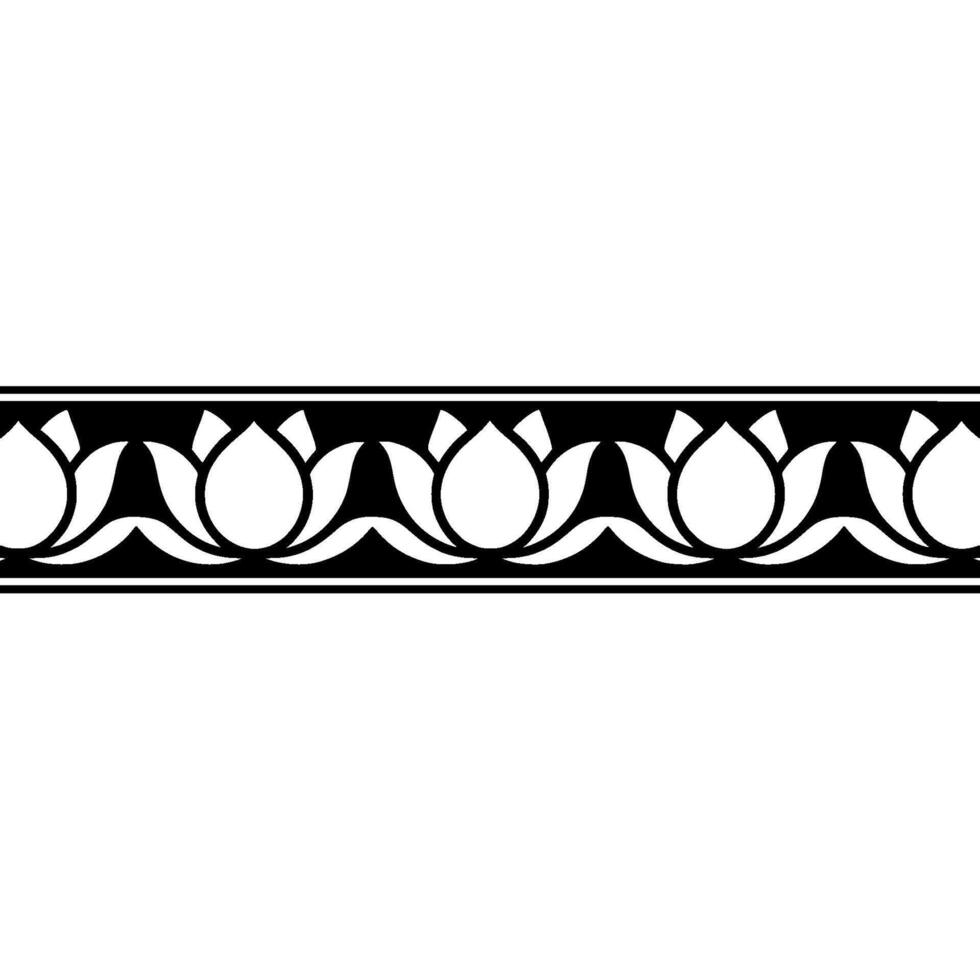 Elegant Black And White Floral Border, Decorative Pattern vector