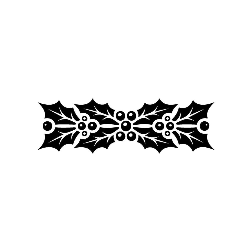 Elegant Black Holly Leaf Border For Christmas Designs vector
