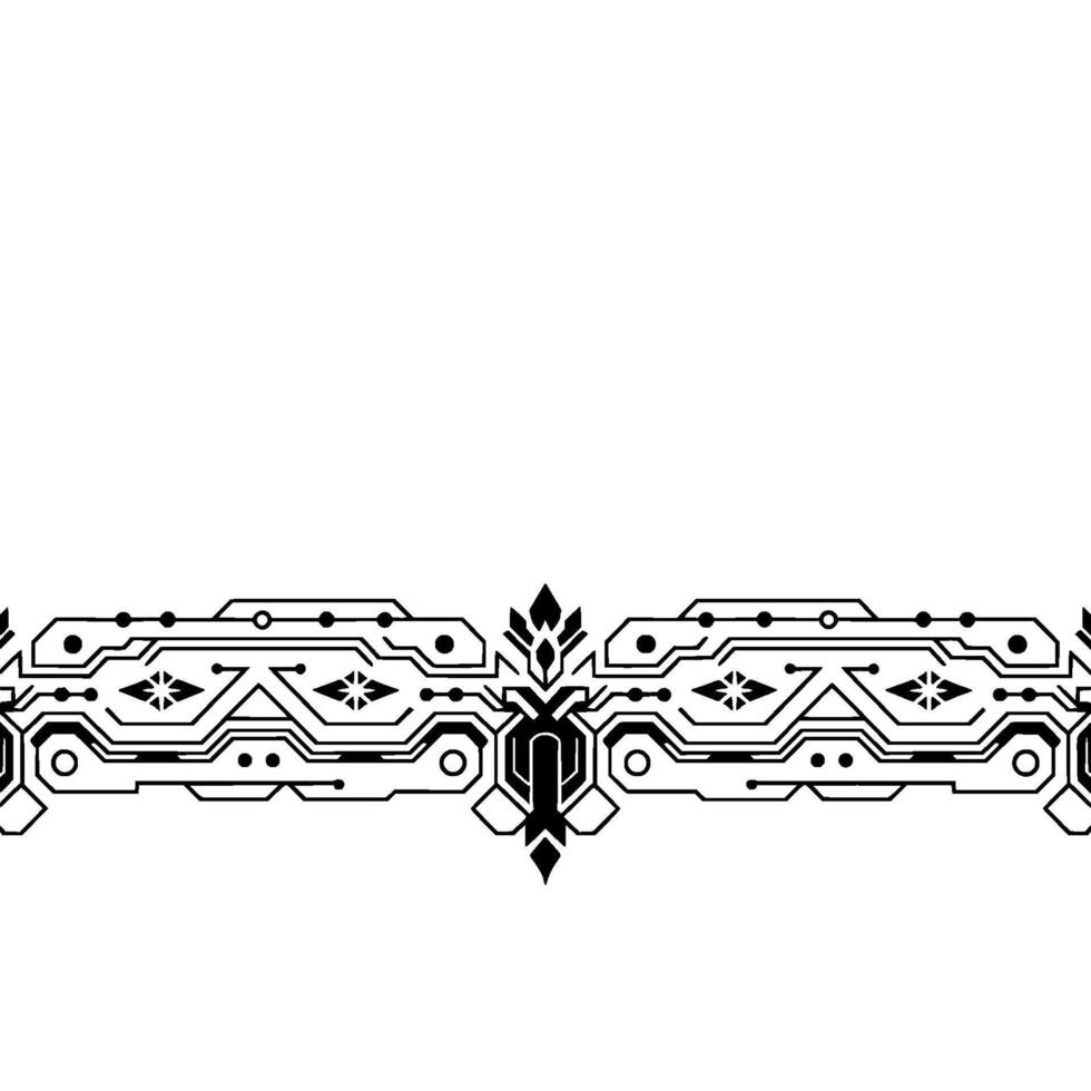 Tech Ornament Futuristic Border In Monochrome vector