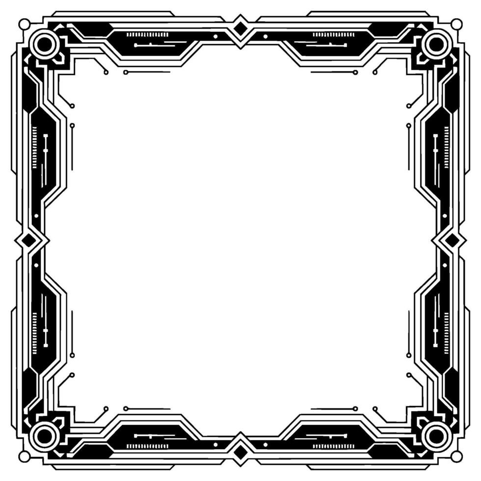 Futuristic Tech Frame Black And White Circuitry vector