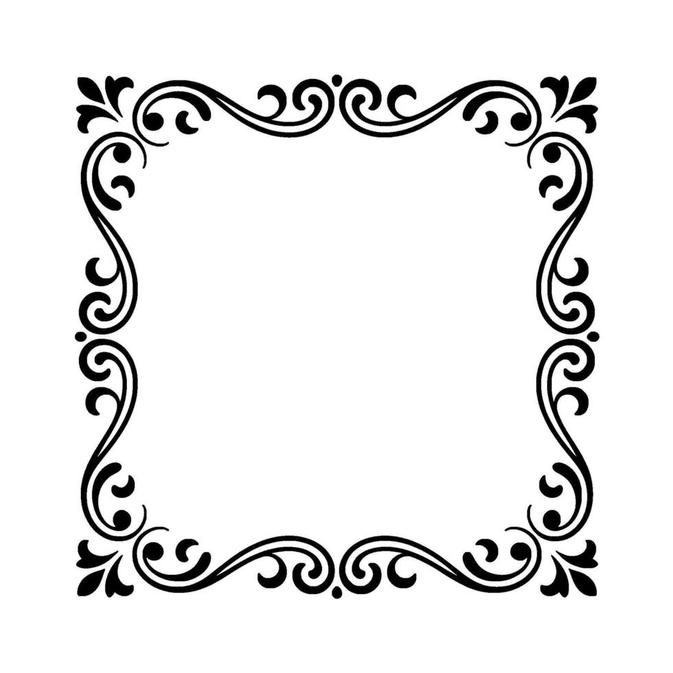 Elegant Black Ornamental Frame On White, Decorative Border vector