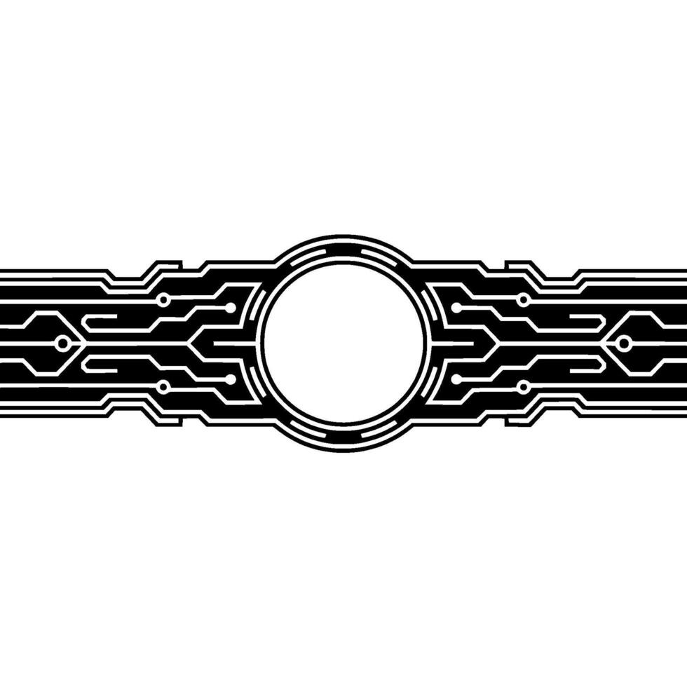 Circuit Board Element With Circular Space Black And White Technology vector
