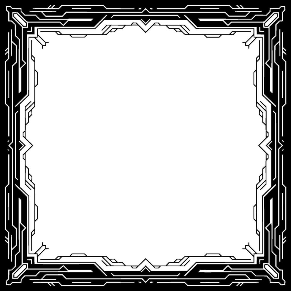 Futuristic Frame Border, Black White, Techinspired vector