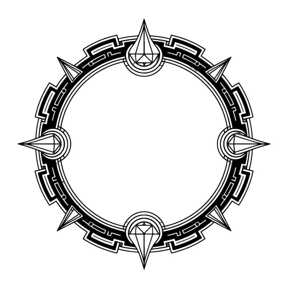 Geometric Diamond Ring Frame, Art Deco Style, Monochrome vector