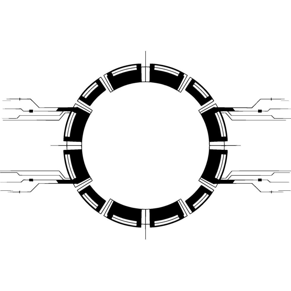 Futuristic Tech Interface Black Circle, Minimalist Element vector