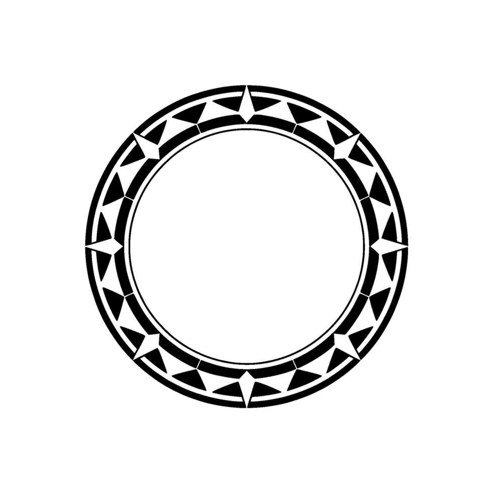 Tribal Circle Polynesian Inspired Frame, Black White vector