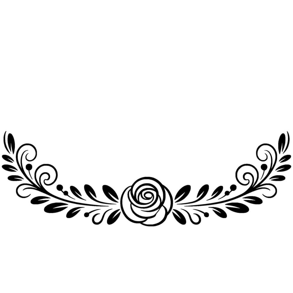 Elegant Floral Border Black White Rose Vines vector