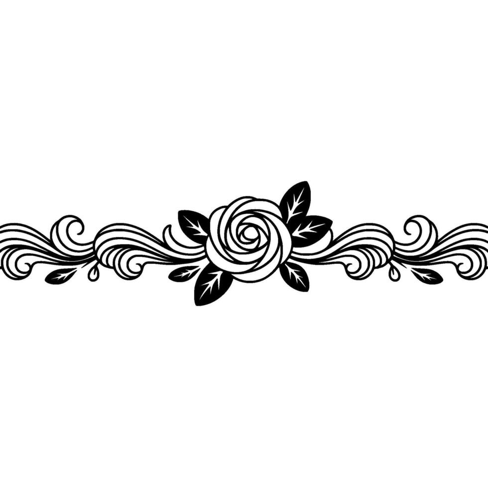 Elegant Black White Rose Floral Ornament vector