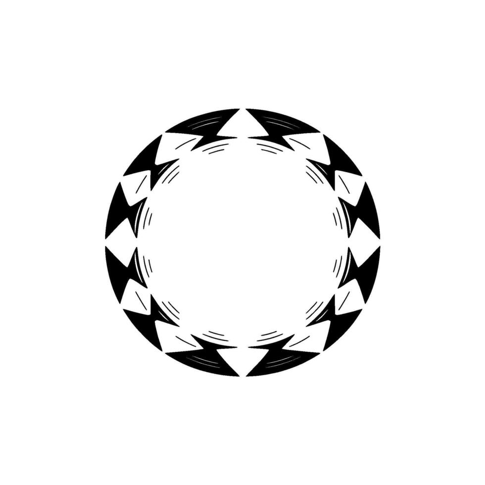 Abstract Circular Motif Black Geometric Border On White, Modern vector