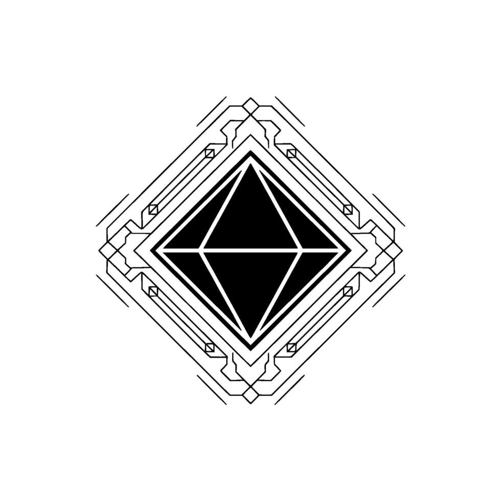 Geometric Art Deco Diamond Emblem On White Background vector