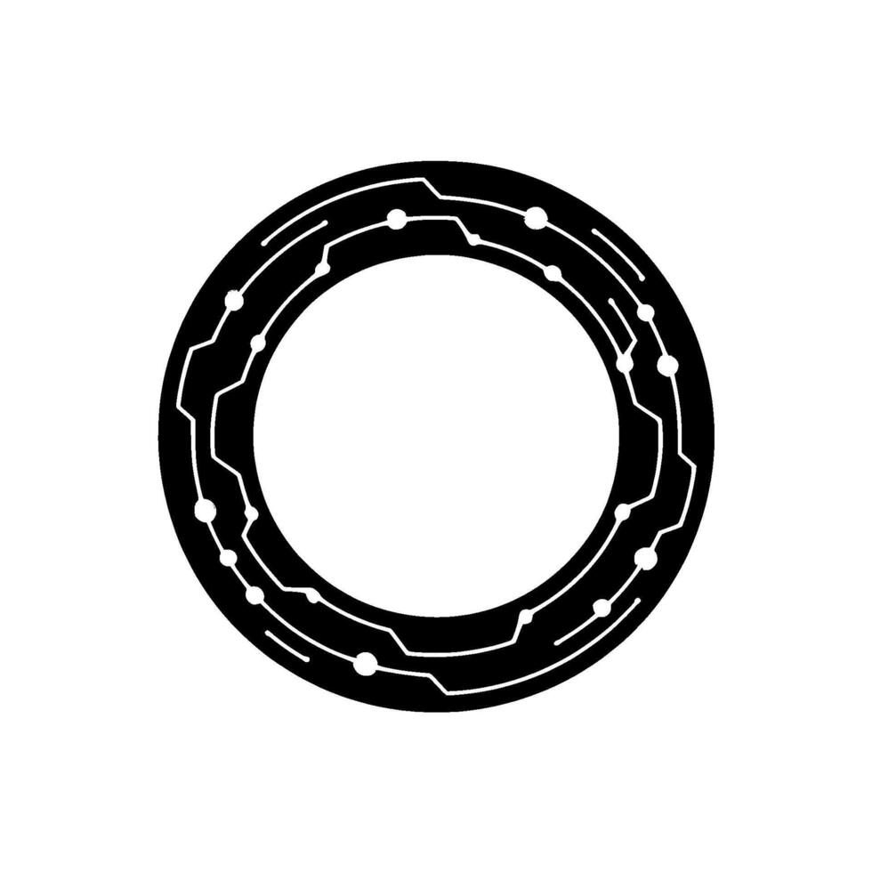 Futuristic Circuitry Circle Tech Element On White vector