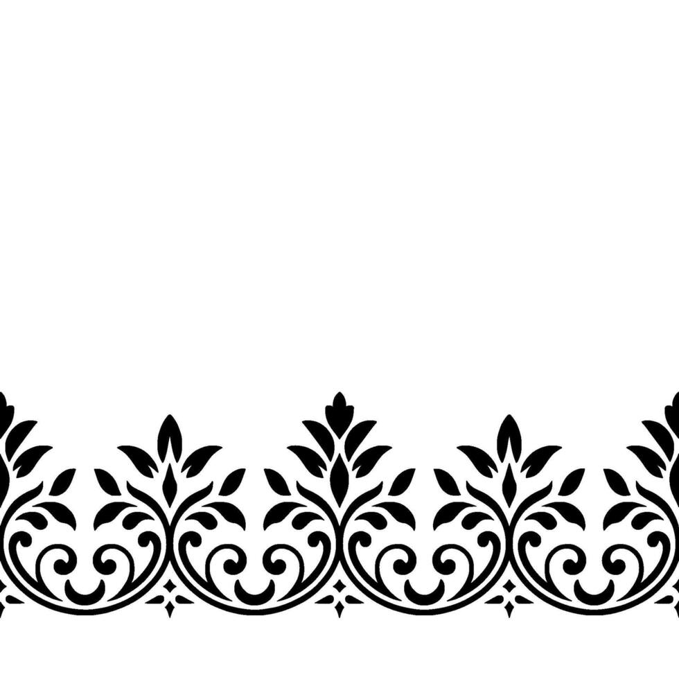 Elegant Black Floral Border, Repeating Scroll Pattern, White Background vector