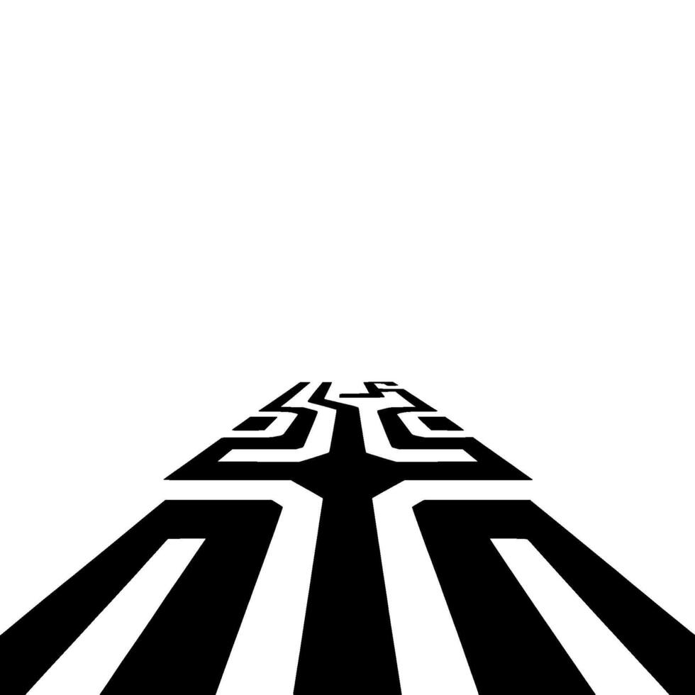 Black And White Geometric Pathway Illustration Perspective vector