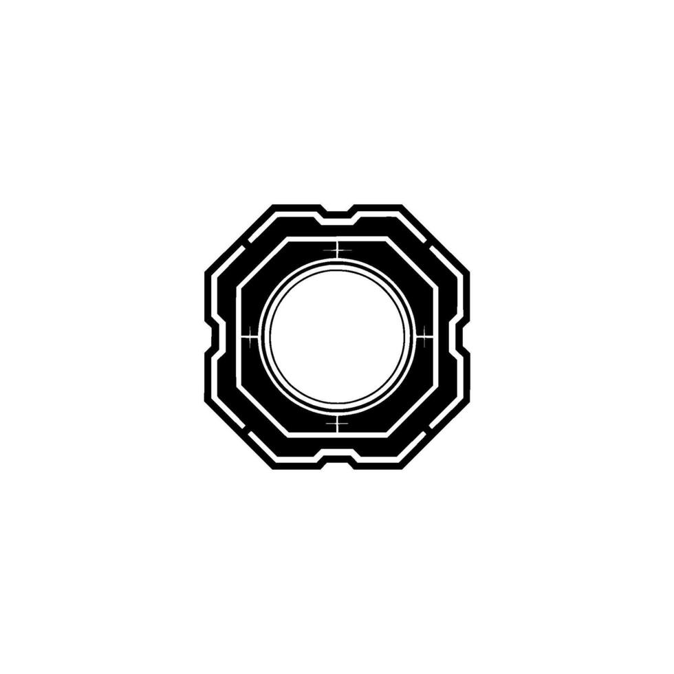 Abstract Tech Black White Geometric On White Backdrop vector
