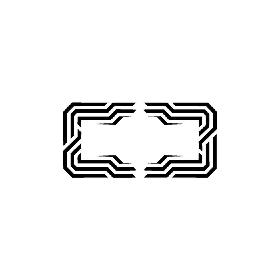 Futuristic Geometric Frame Black Lines On White, Minimalist vector