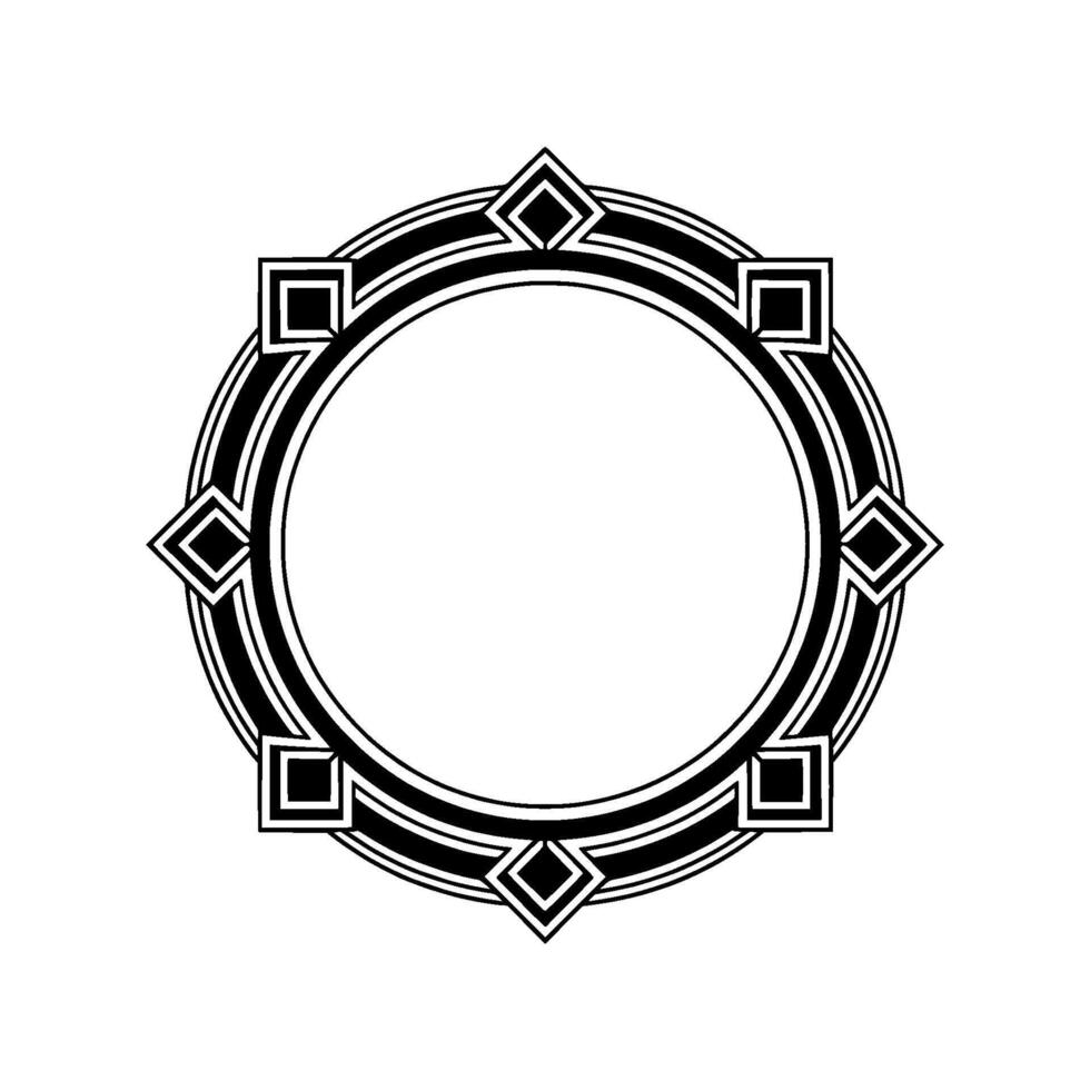 Art Deco Circular Frame, Black And White Geometric - Circle vector