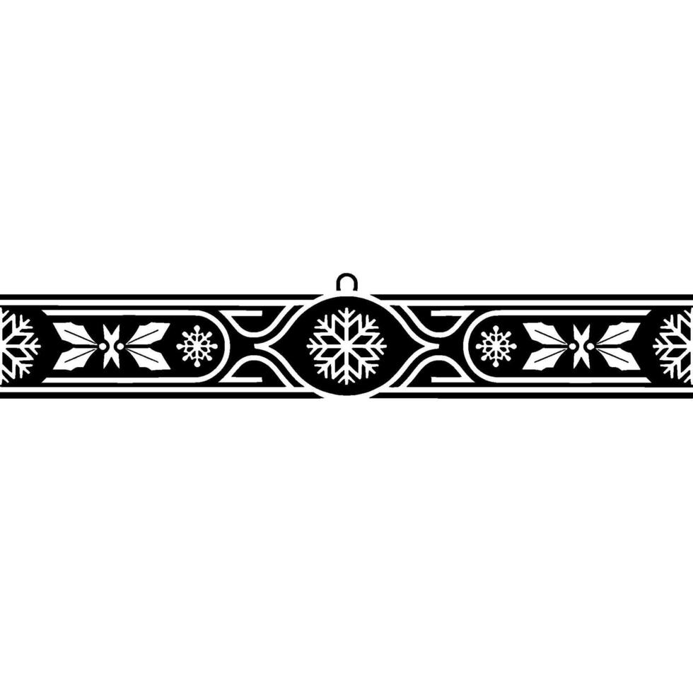 Elegant Christmas Ornament Border, Black And White vector
