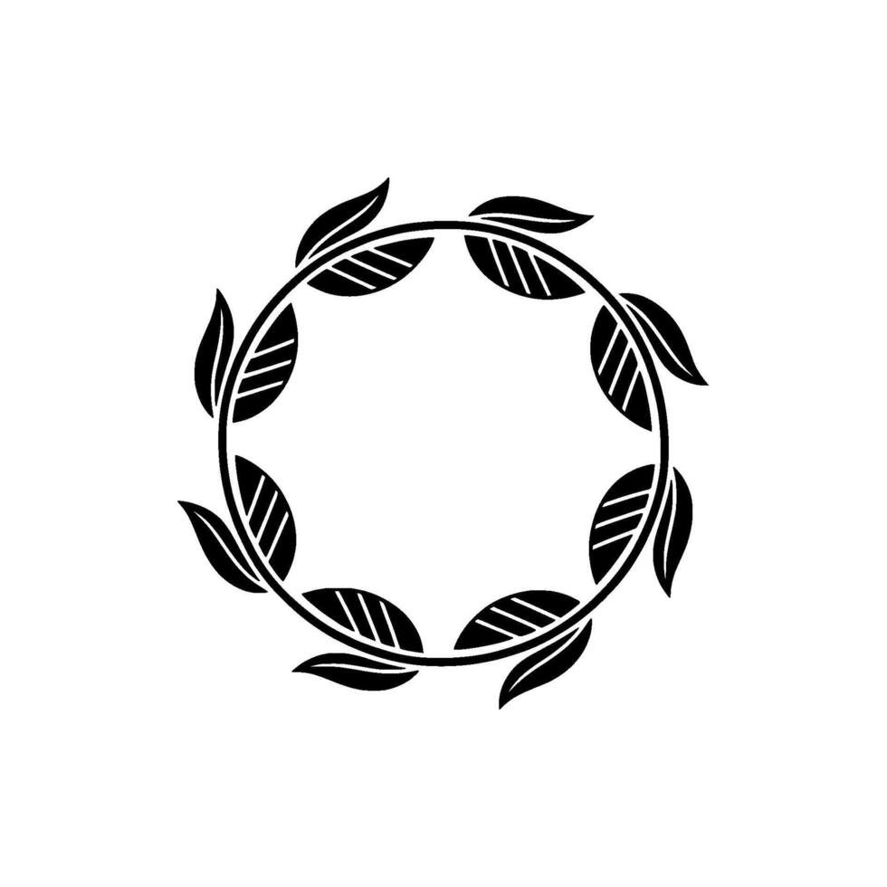 Elegant Leaf Wreath Illustration On White Background, Minimalist vector