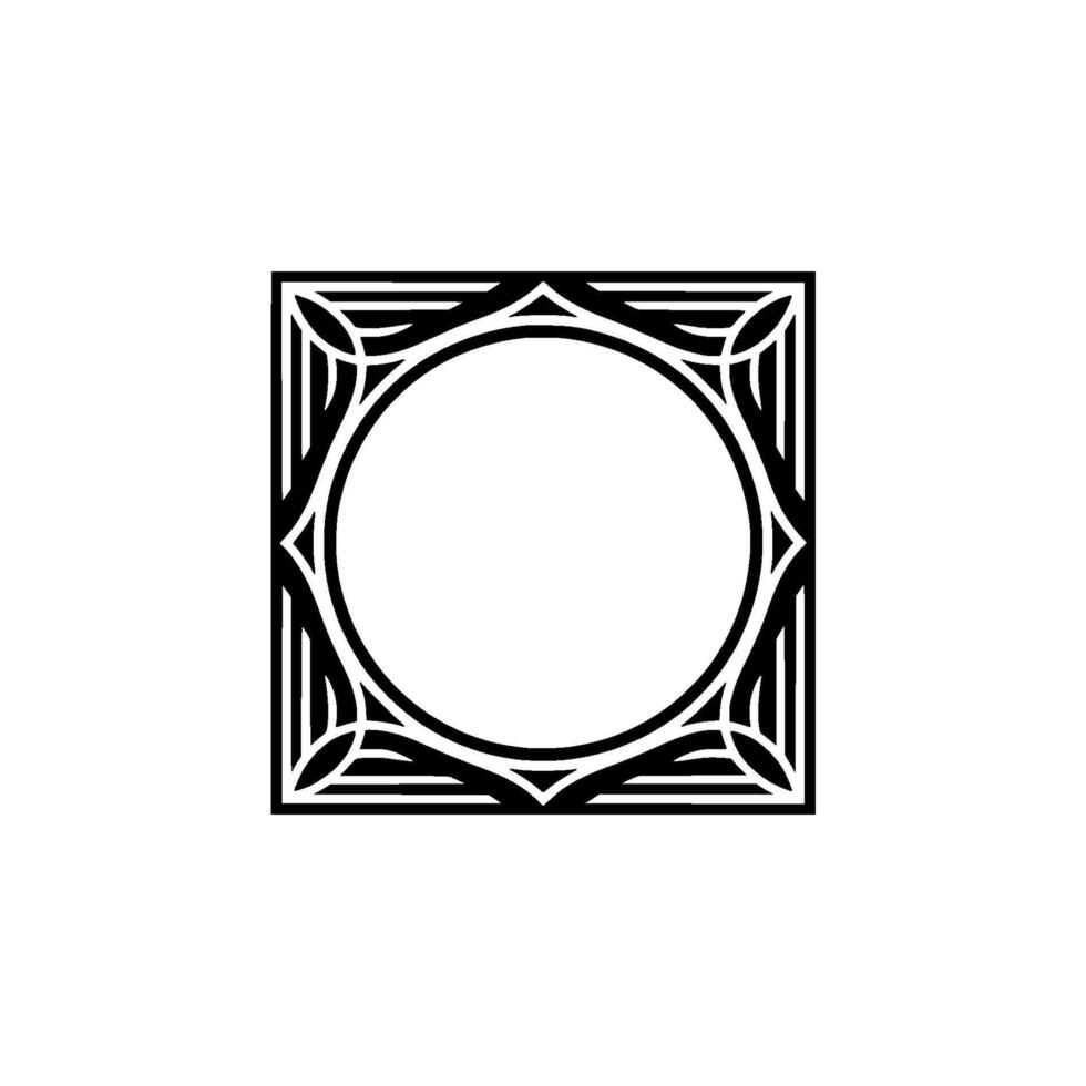 Geometric Black Frame On White Circle, Square, Lines, And Minimalism vector