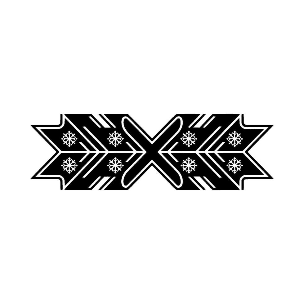 Minimalist Snowflake Ornament, Black White, Geometric, Winter Decor vector