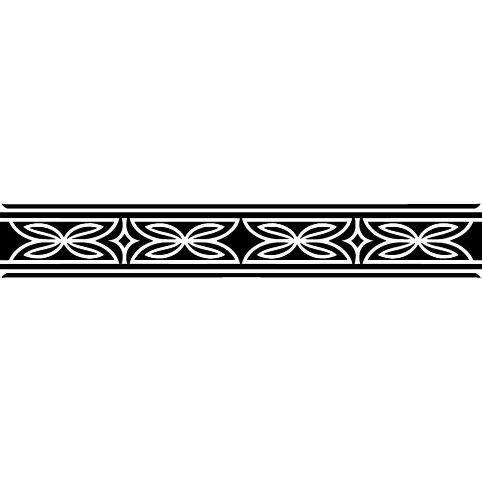 Geometric Floral Border In Black And White On Gray Background vector