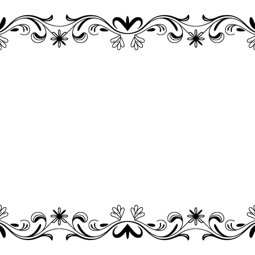 Elegant Black And White Floral Border, Invitation, Wedding, Decoration vector