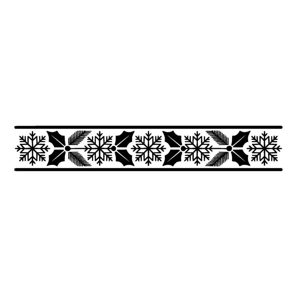 Elegant Black White Winter Border With Snowflakes And Holly vector
