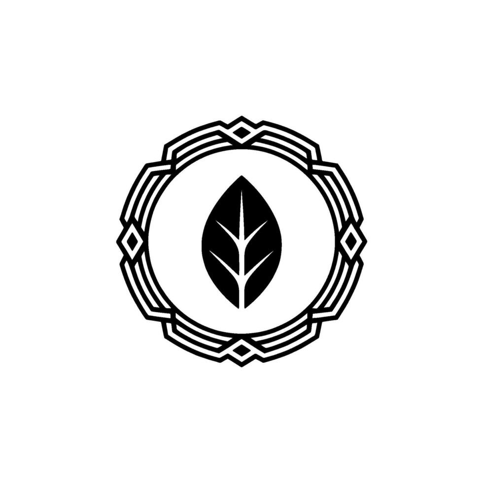 Art Deco Leaf Elegant Black White Emblem For Ecofriendly Brands vector