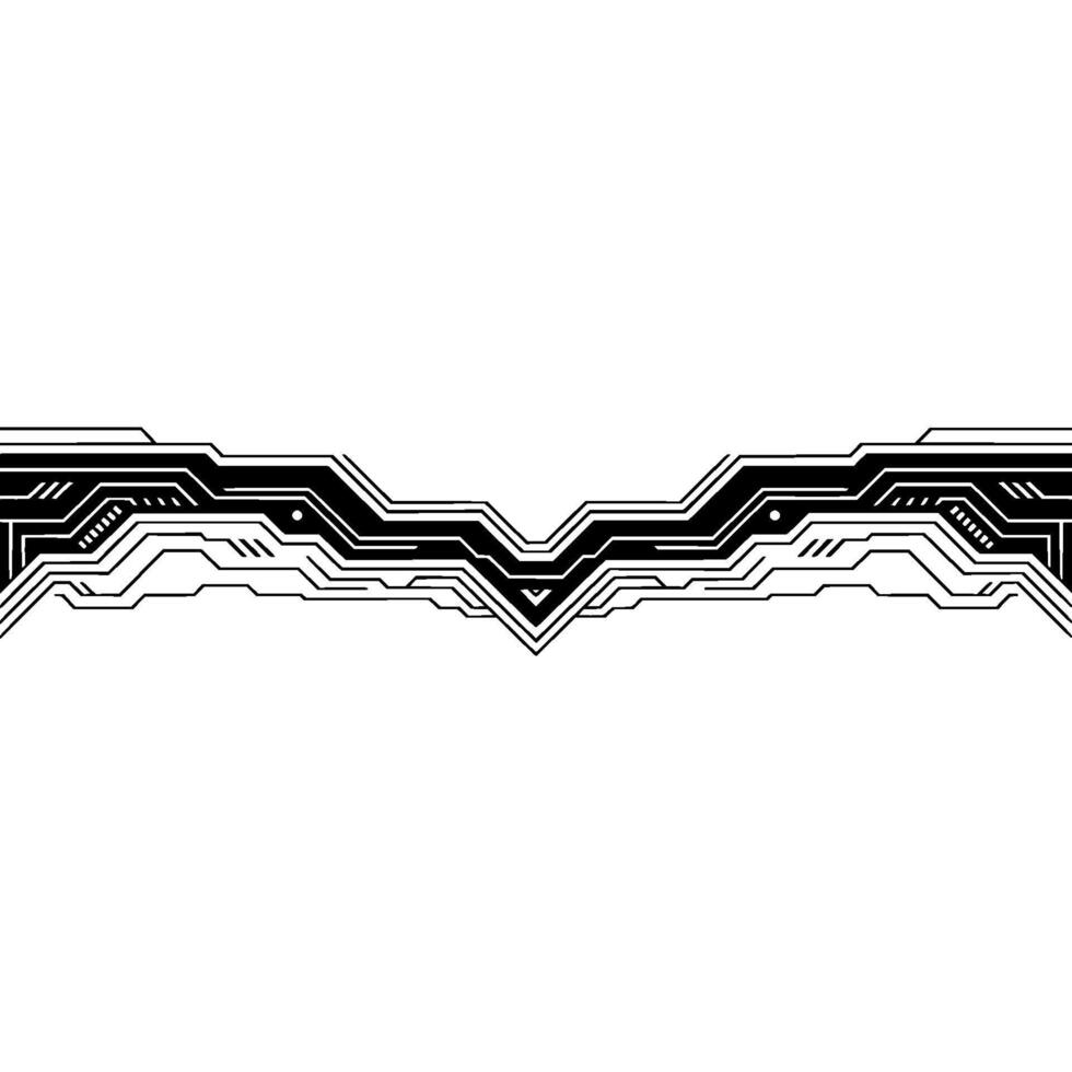 Futuristic Tech Circuitry Border On White, Minimalist vector