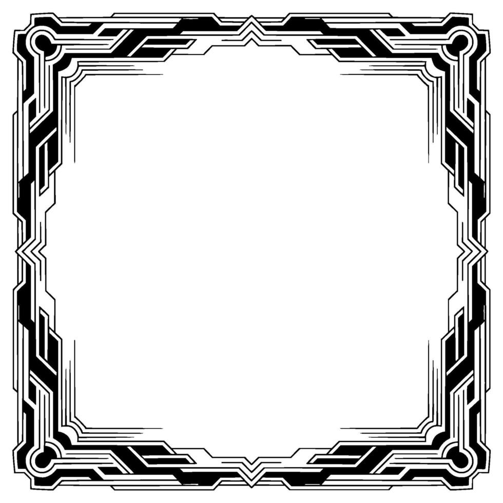 Art Deco Border Frame, Black White, Geometric - Art deco vector