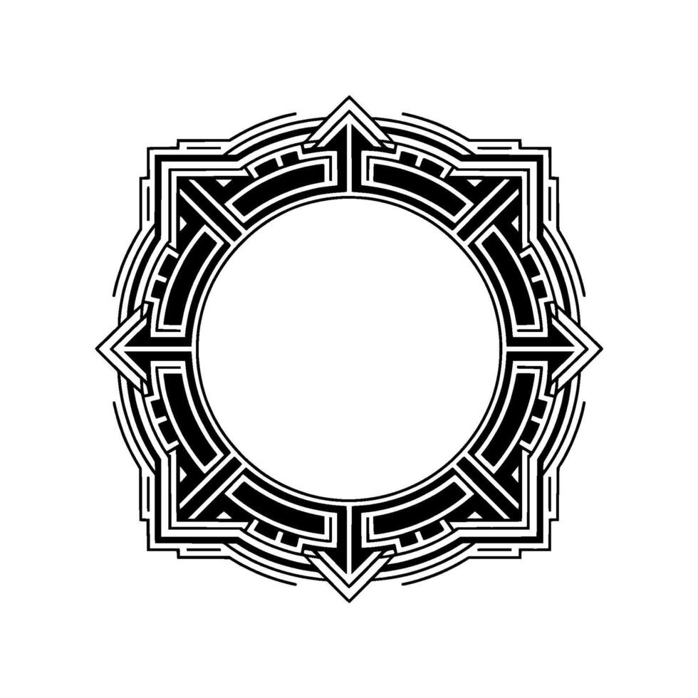 Geometric Black White Art Deco Circle Frame, Minimalist Element vector