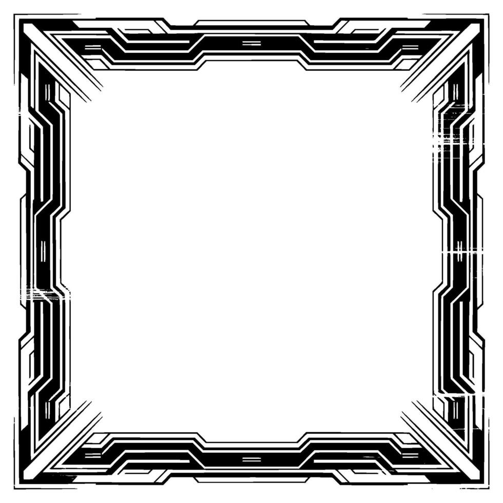 Futuristic Geometric Frame Hightech Black White Border - Tech vector