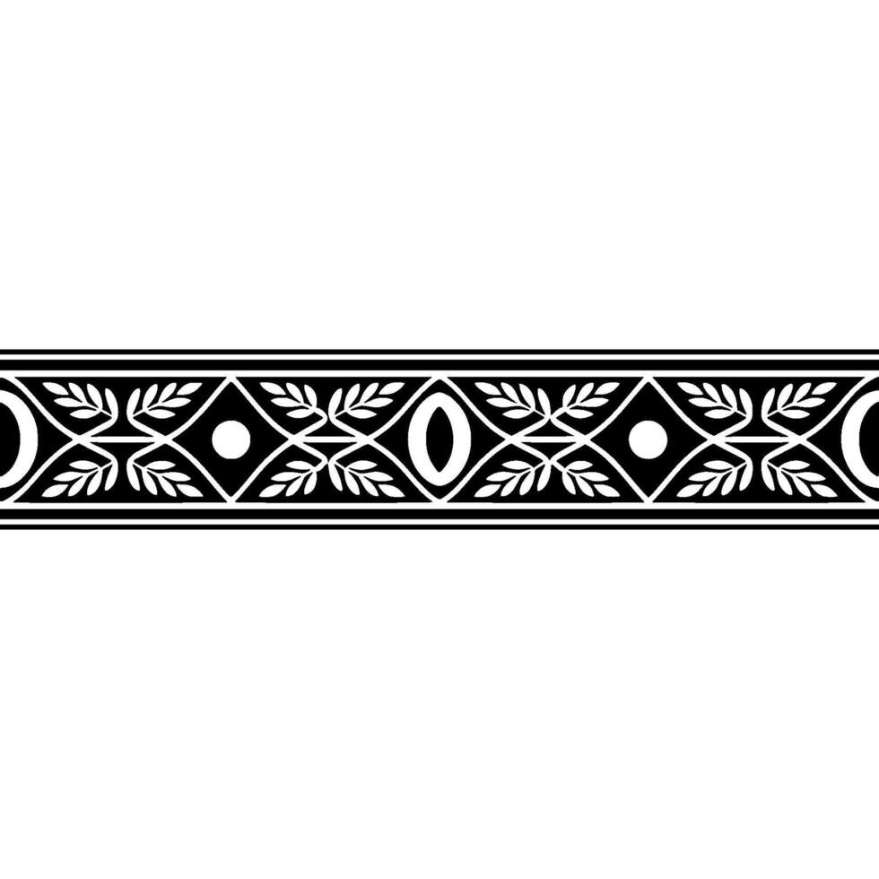 Elegant Black White Border With Leaf Motifs On White Background vector