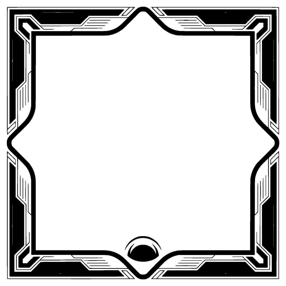 Art Deco Frame, Black And White Geometric, Invitation Border vector