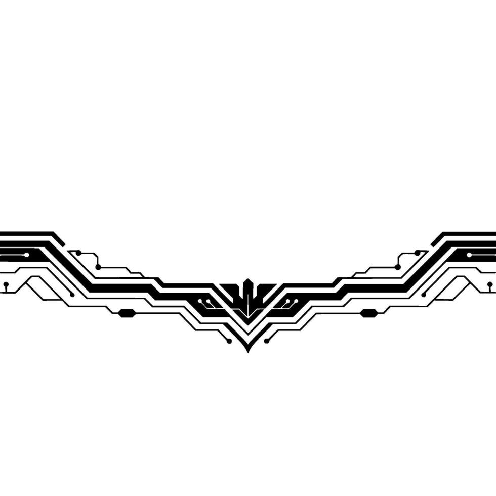 Abstract Tech Circuit Board Border Black White Digital Illustration vector
