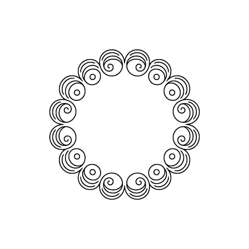Minimalist Swirl Circle Frame, Line Art, Decorative Element, Isolated vector